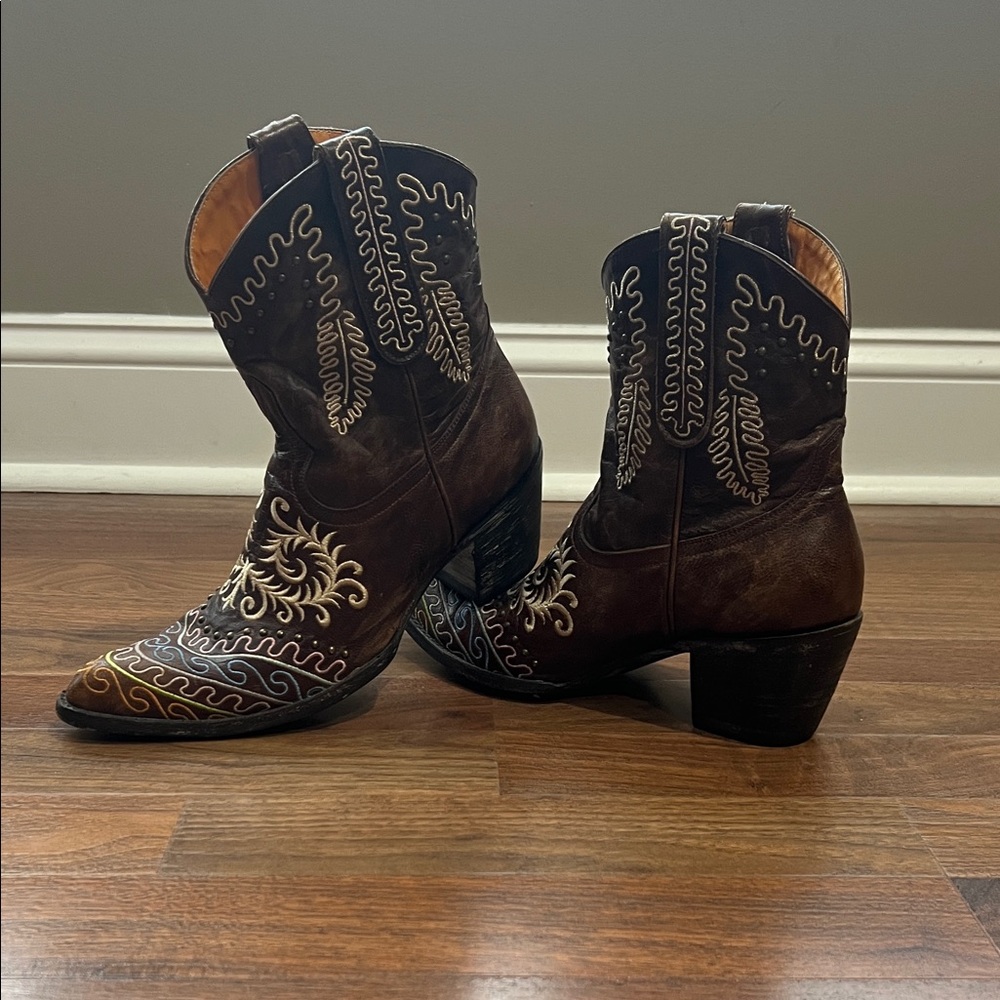Old Gringo Brown Embroidered Western Ankle Boots Size 9.5 - Picture 6 of 7